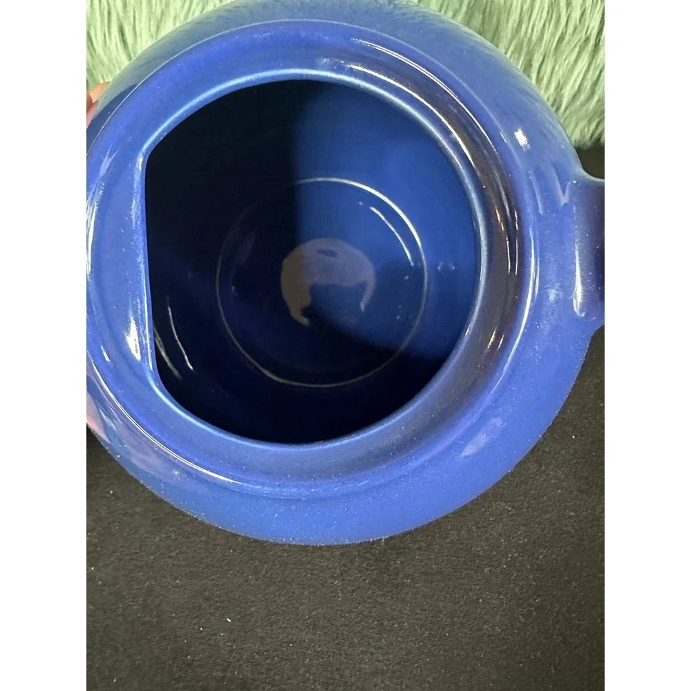 VTG Cobalt blue ceramic teapot Full Size Glossy Ceramic Kitchen W/Lid Romania